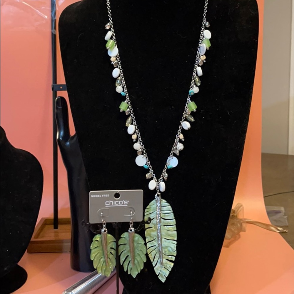 Chico’s NWT Costume jewelry leaf necklace&earring4